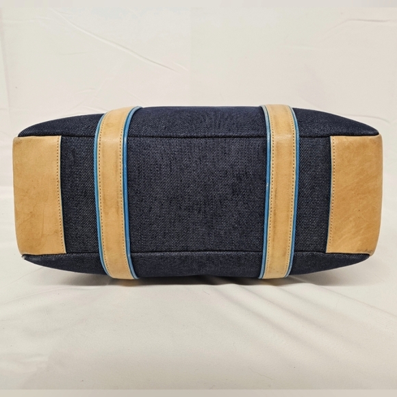 Coach Hampton Large Denim and Leather Tote Bag In Blue Denim and Tan A05Q-5193 - Picture 8 of 17